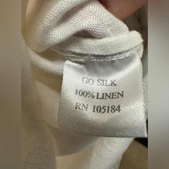 Go Silk White 100% Linen 3/4 Sleeve Button Up Size 2X - Picture 4 of 6